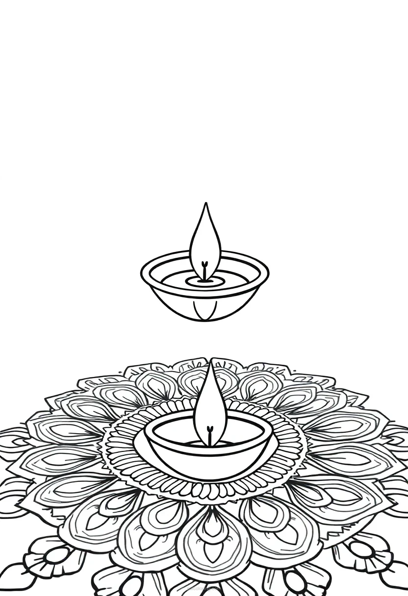 Diya Rangoli Simple coloring pages