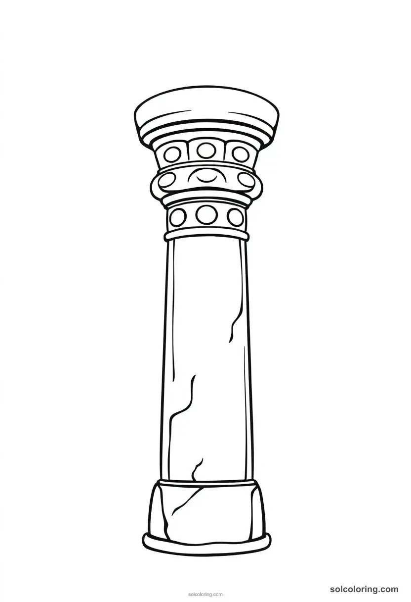 Djed Pillar cute cartoon coloring page for kids