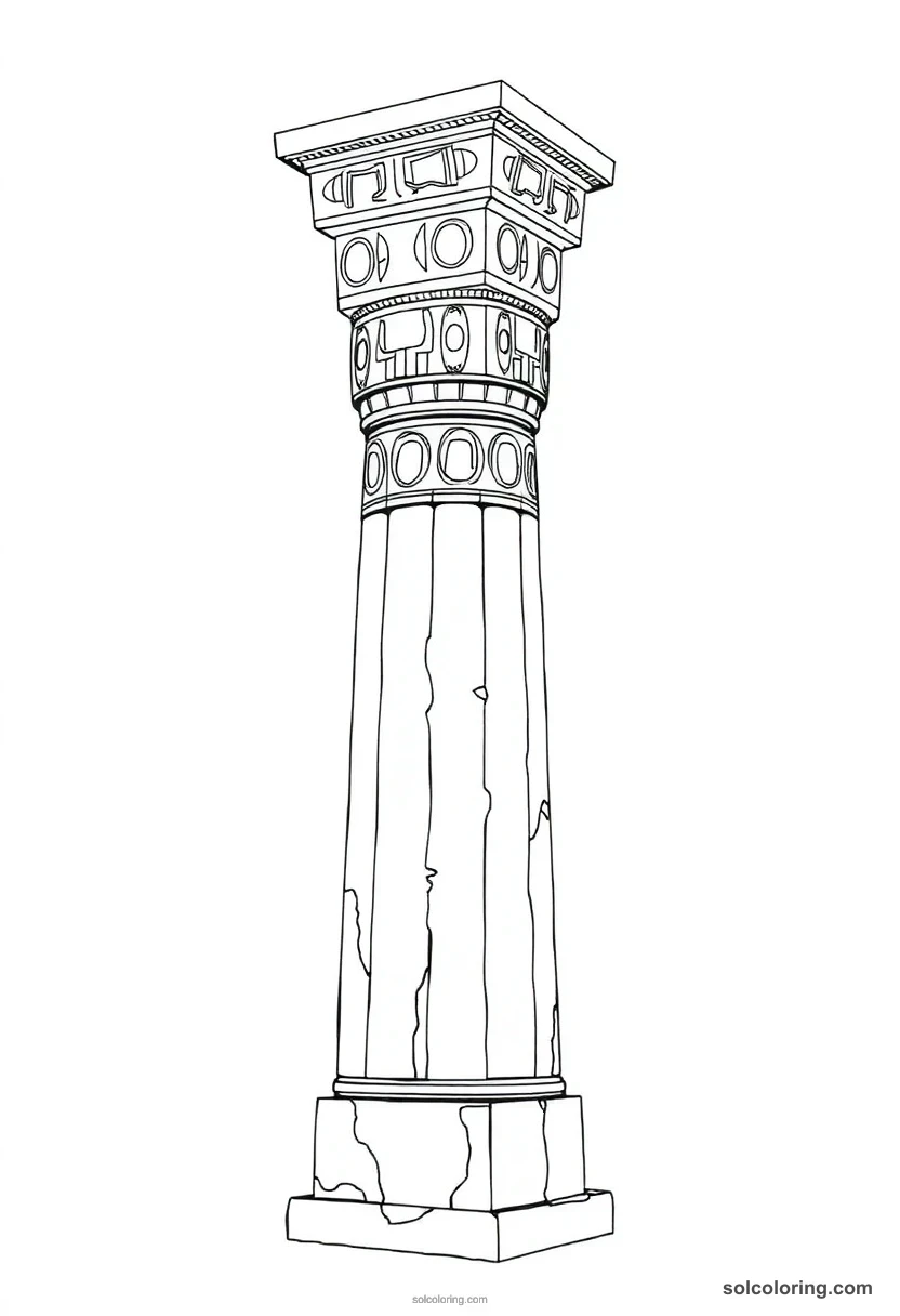 Djed Pillar detailed coloring page for kids