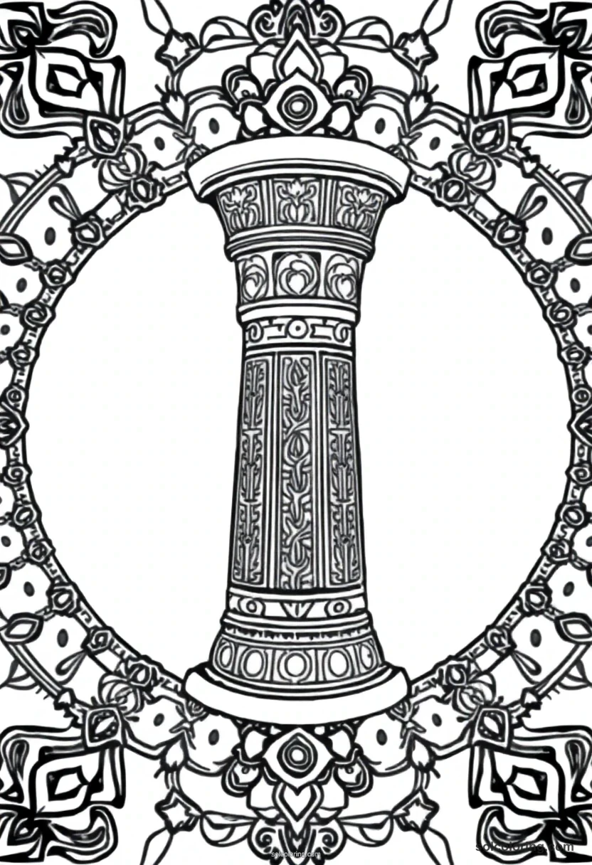 Djed Pillar mandala coloring page for kids