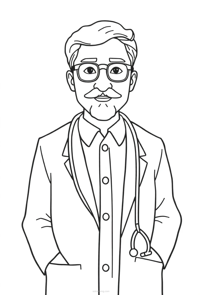 Doctor coloring page for kids