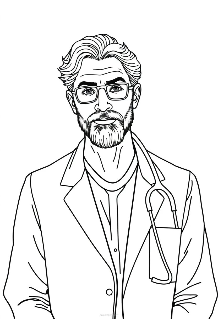 Doctor coloring page for kids