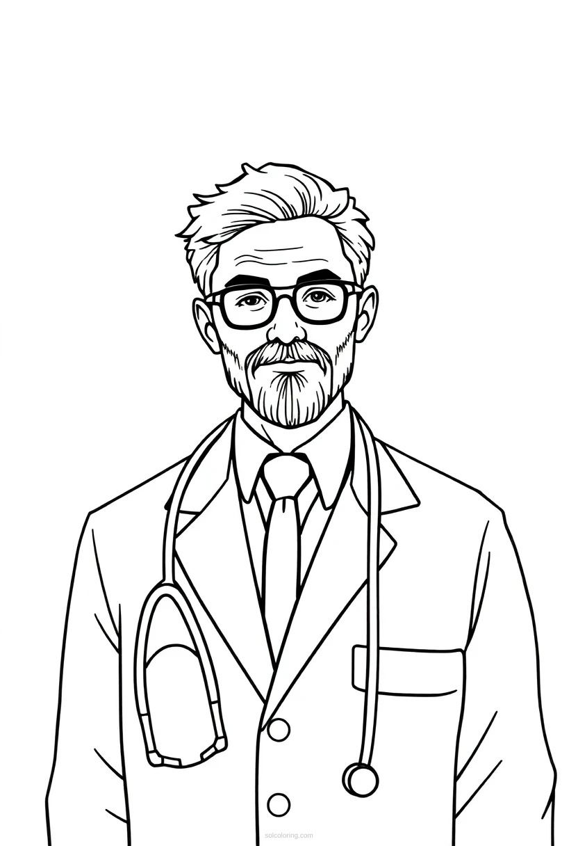 Doctor coloring page for kids