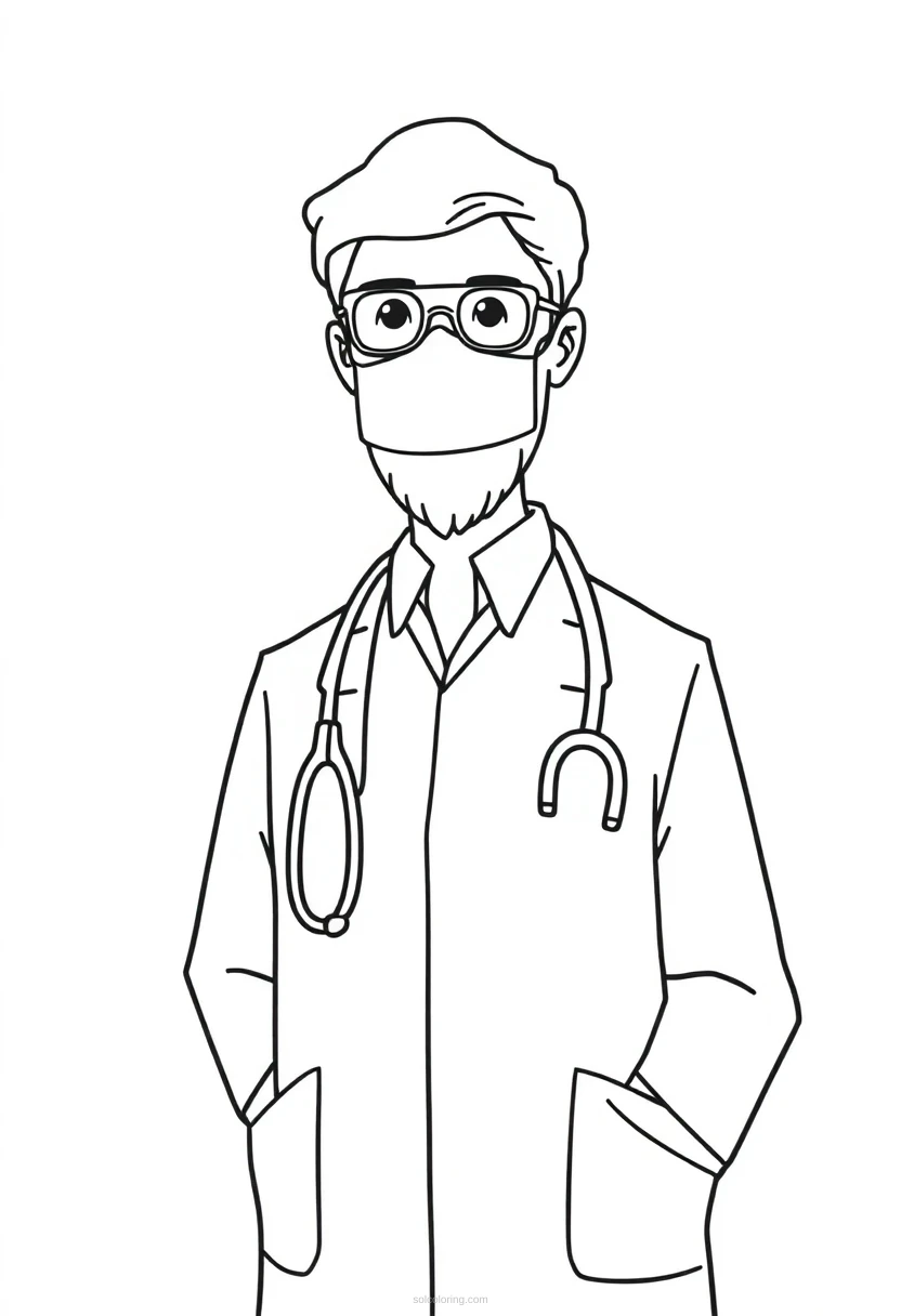 Doctor coloring page for kids