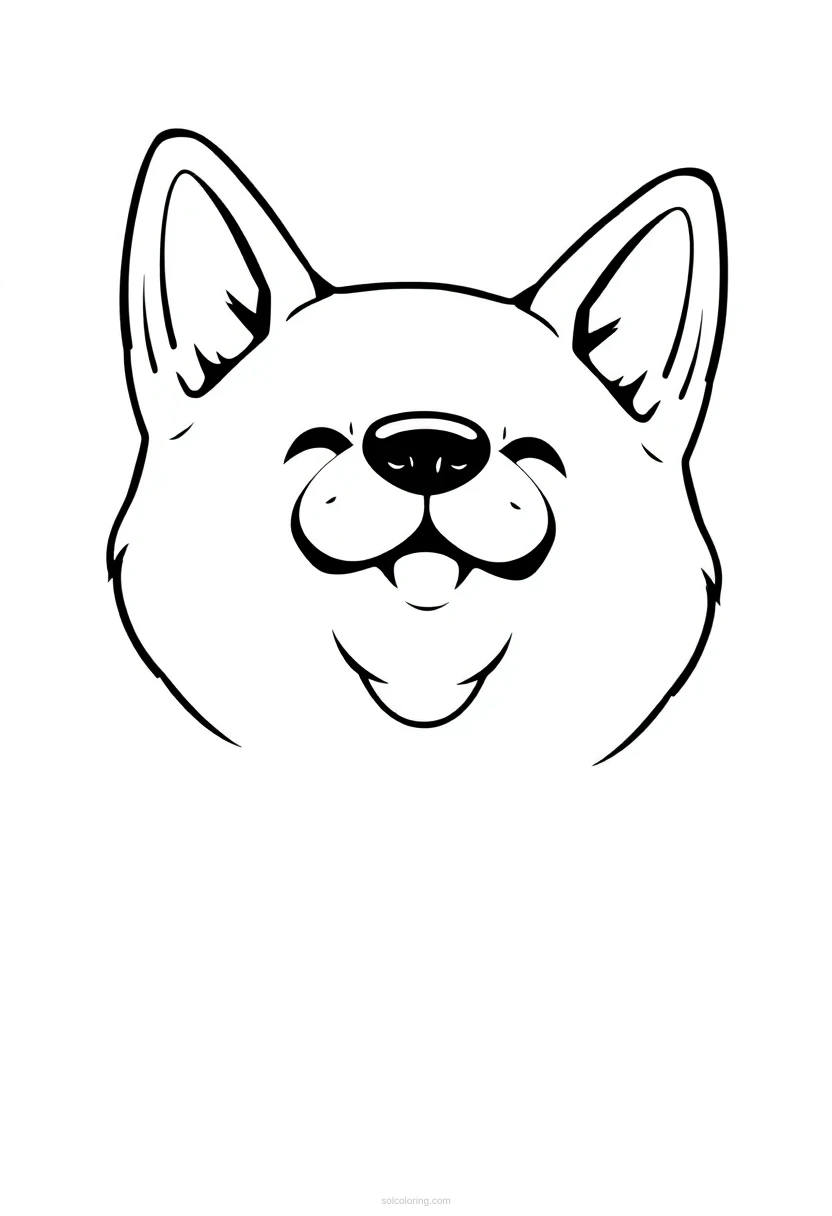 Doge Shiba Inu Dog Face coloring page for kids