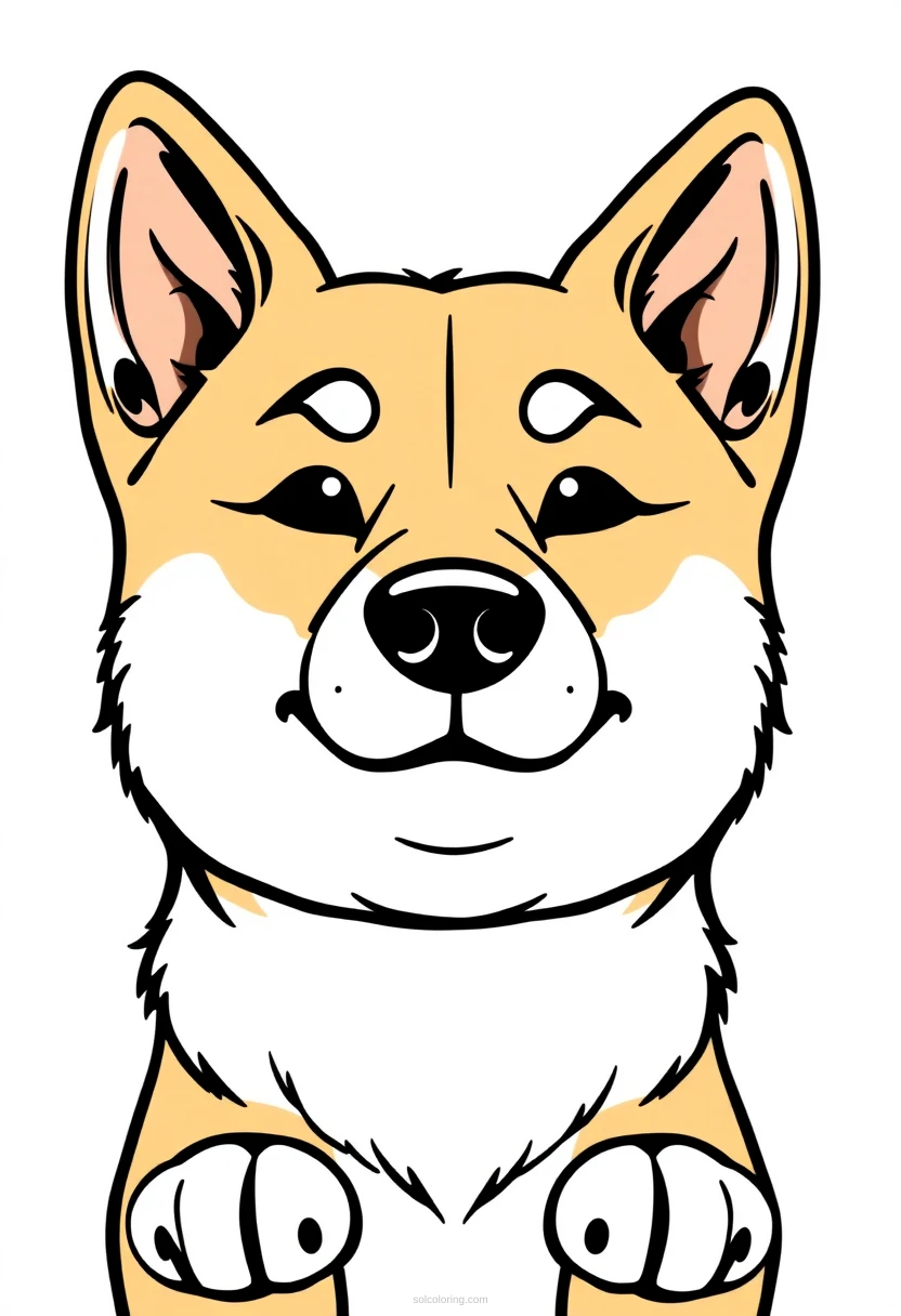 Doge Shiba Inu Dog Face coloring page for kids
