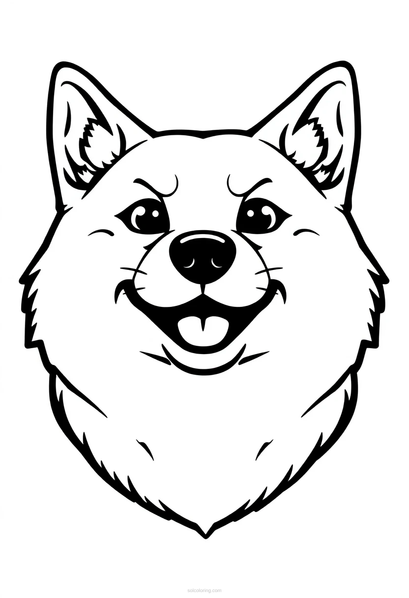 Doge Shiba Inu Dog Face coloring page for kids