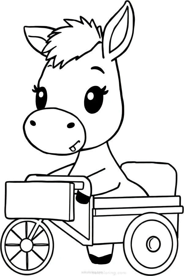 Donkey With Cart coloring page for kids