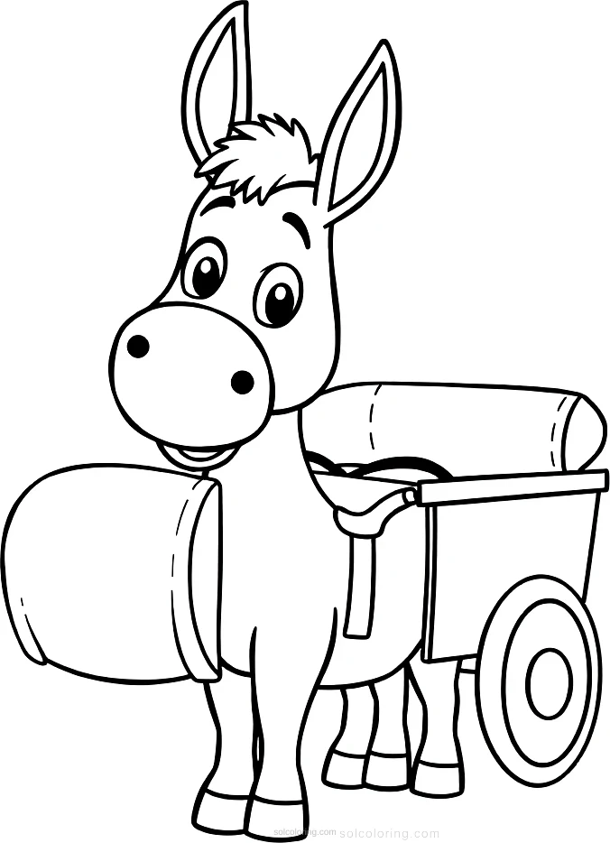 Donkey With Cart coloring page for kids