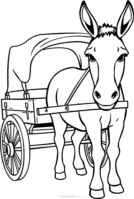 Donkey With Cart coloring page for kids