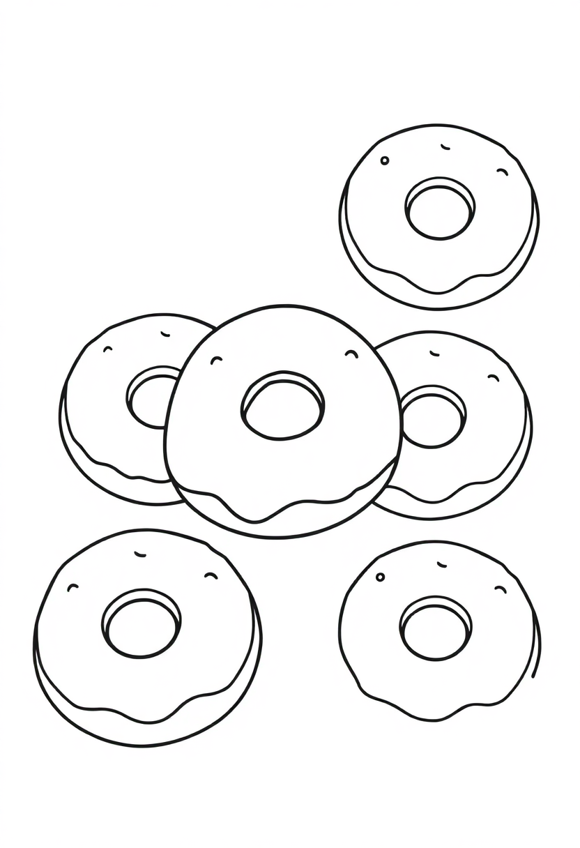 Donuts coloring page, free printable