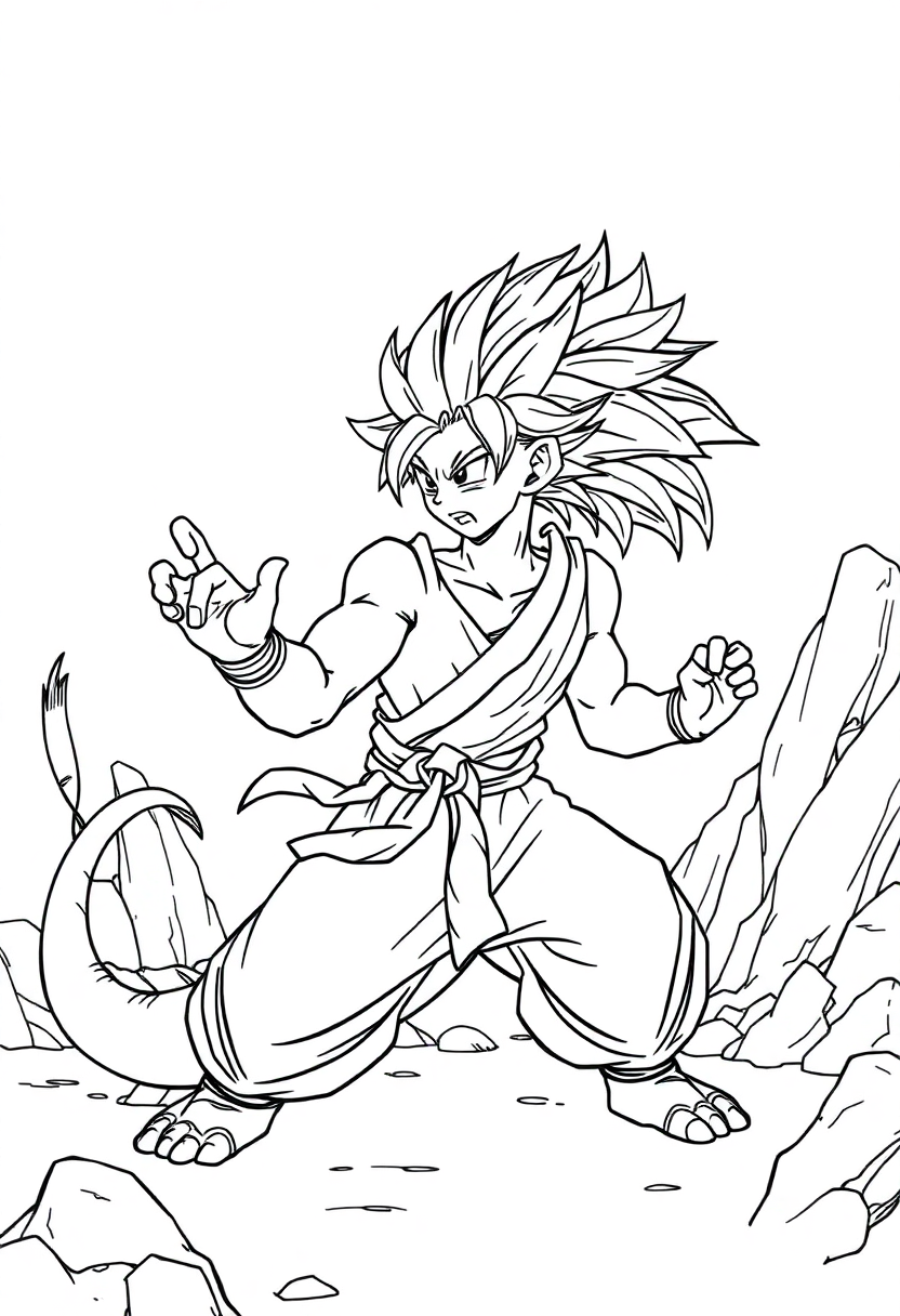 Dragon Ball Training Scene coloring page, free printable