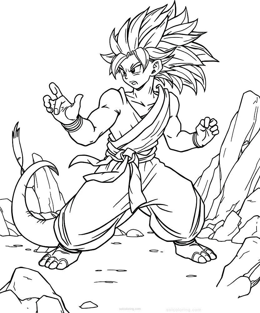 Dragon Ball Training Scene coloring page for kids