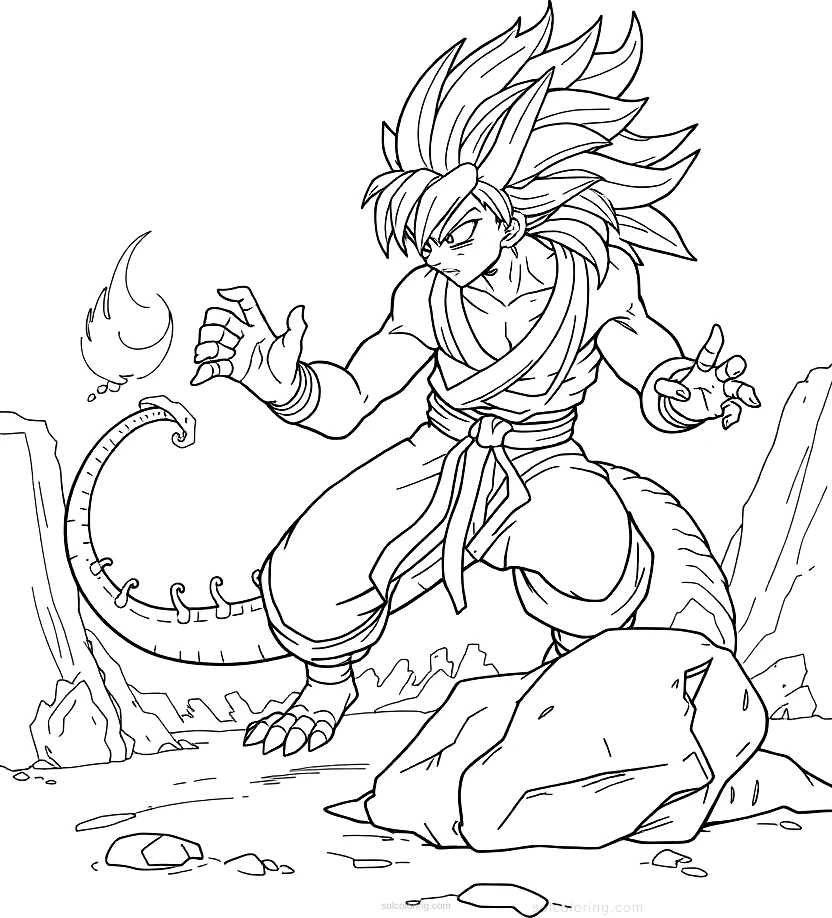 Dragon Ball Training Scene coloring page for kids