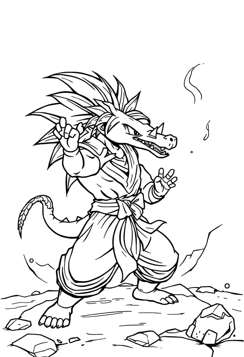 Dragon Ball Training Scene coloring page, free printable