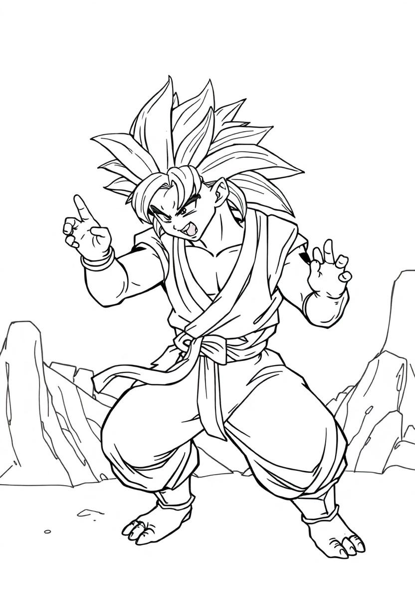 Dragon Ball Training Scene coloring page, free printable