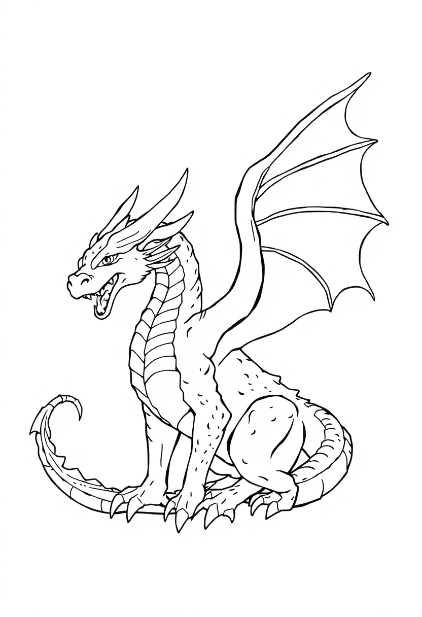 Dragon coloring page, free printable