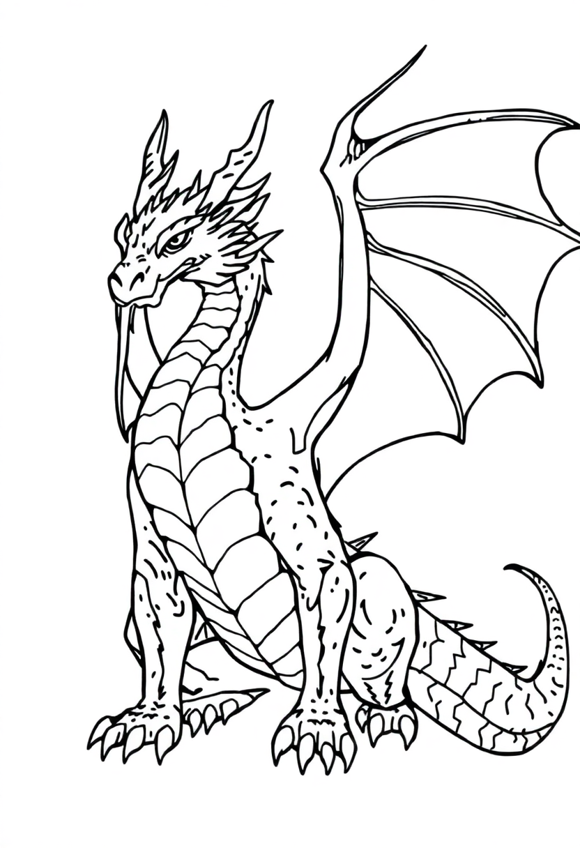 Dragon coloring page, free printable