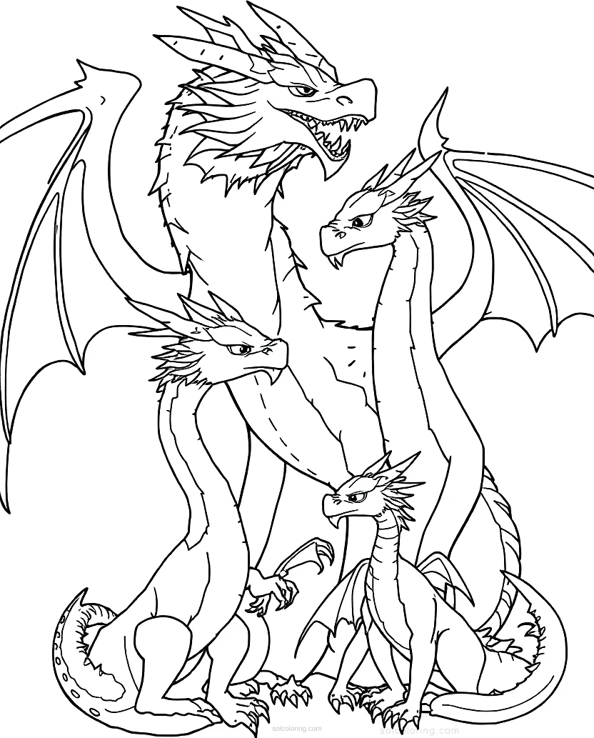 Dragon Family coloring page for kids