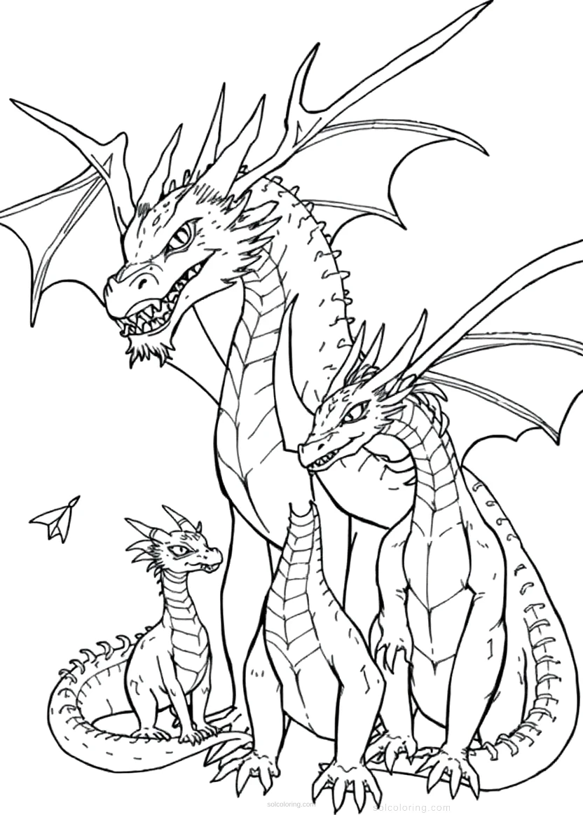 Dragon Family coloring page for kids