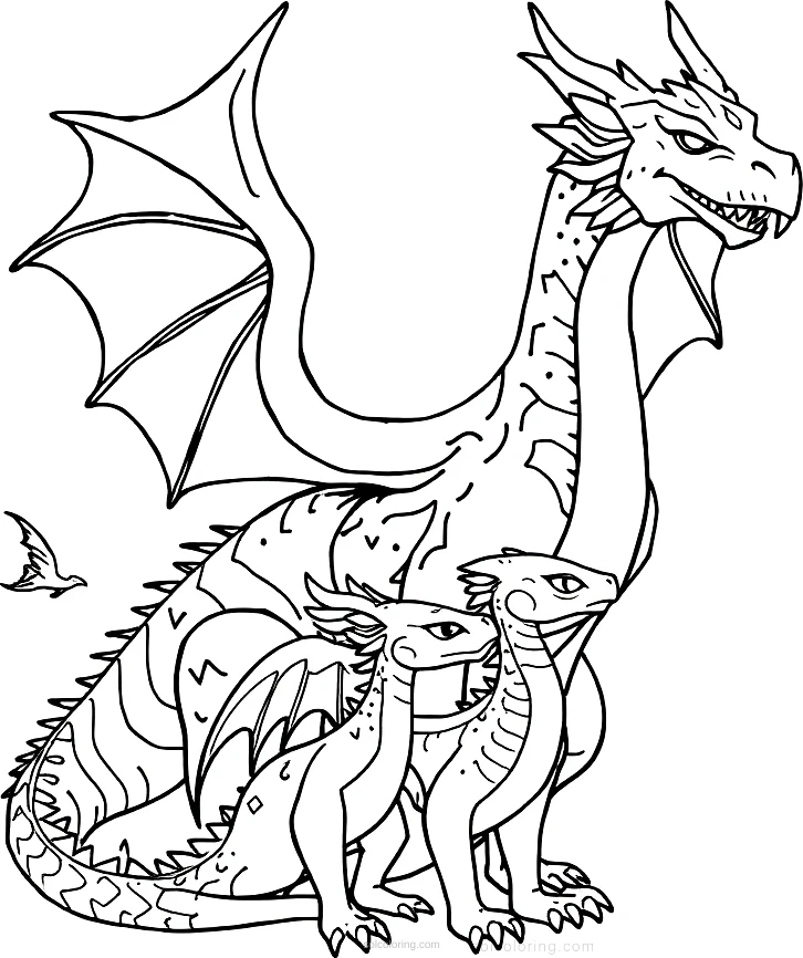 Dragon Family coloring page for kids