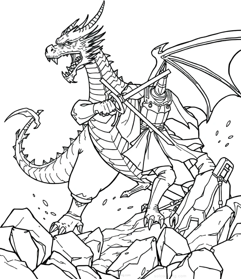 Dragon Knight Battle coloring page for kids