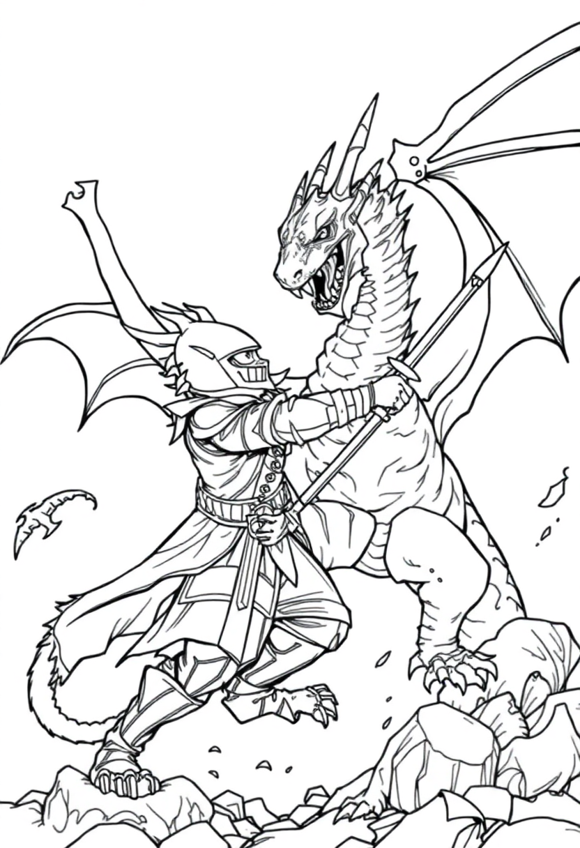 Dragon Knight Battle coloring pages
