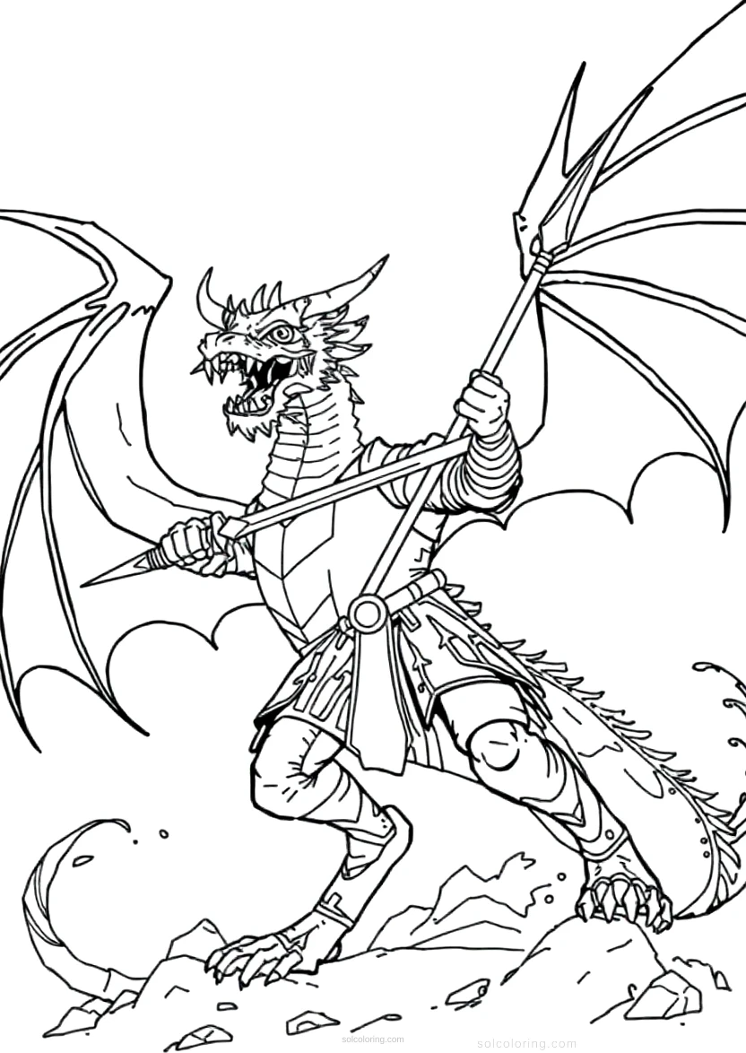 Dragon Knight Battle coloring page for kids