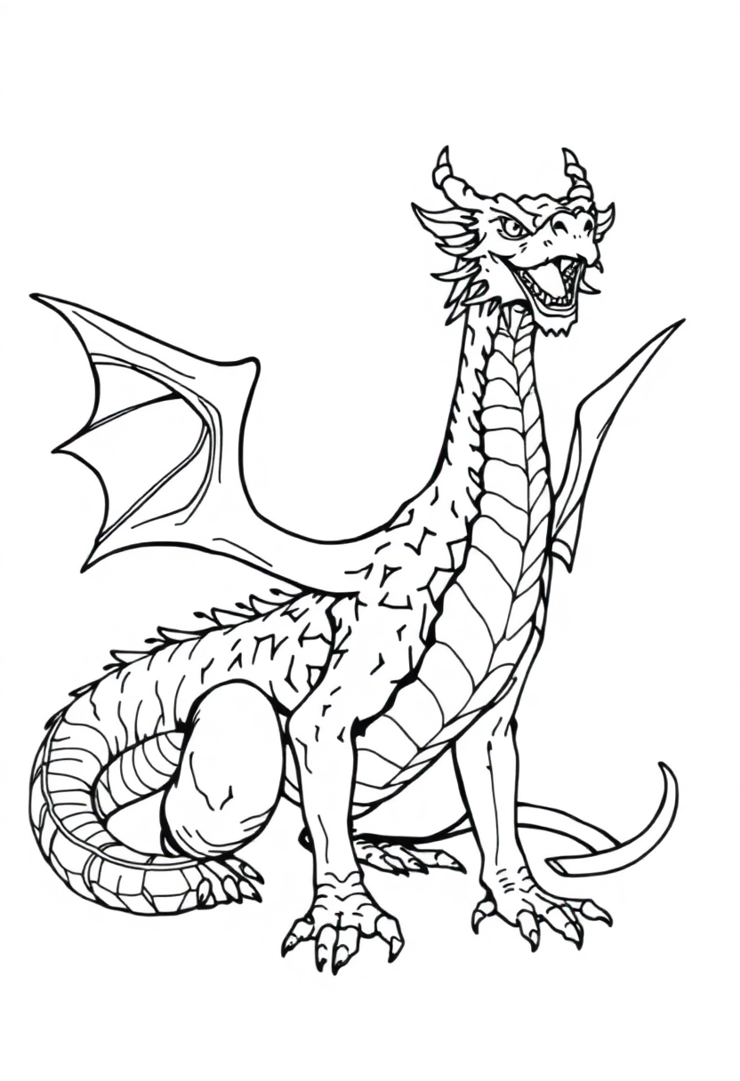 Dragon coloring page, free printable