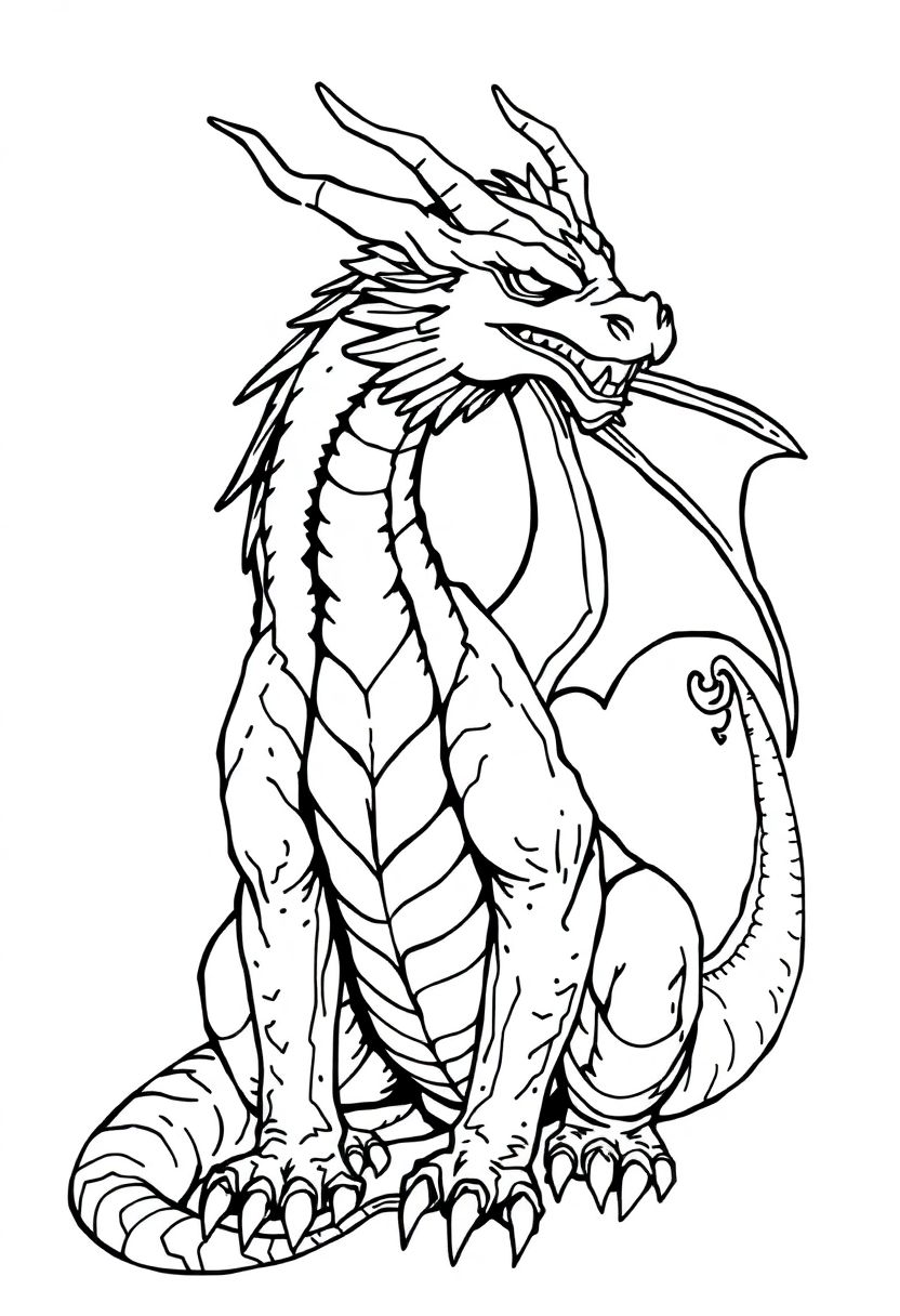 Dragon coloring page, free printable