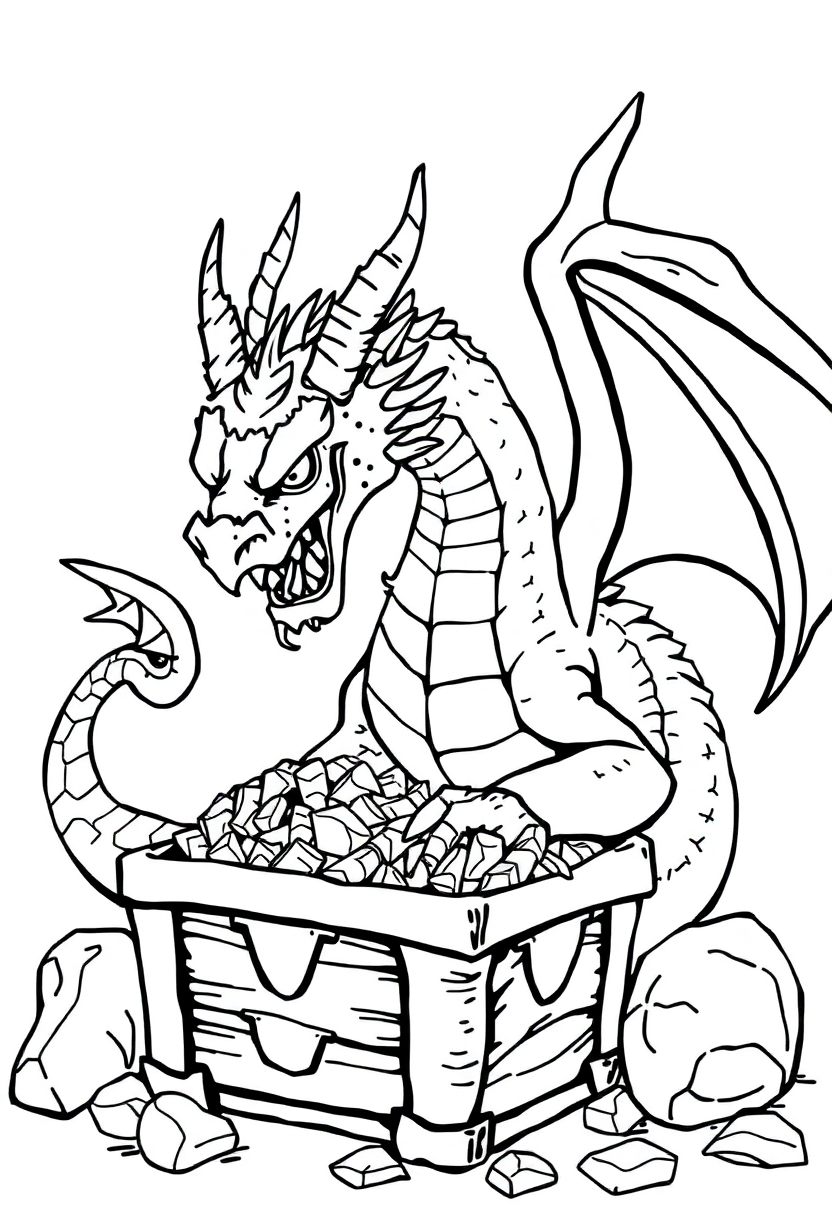 Dragon Treasure Hoard coloring pages