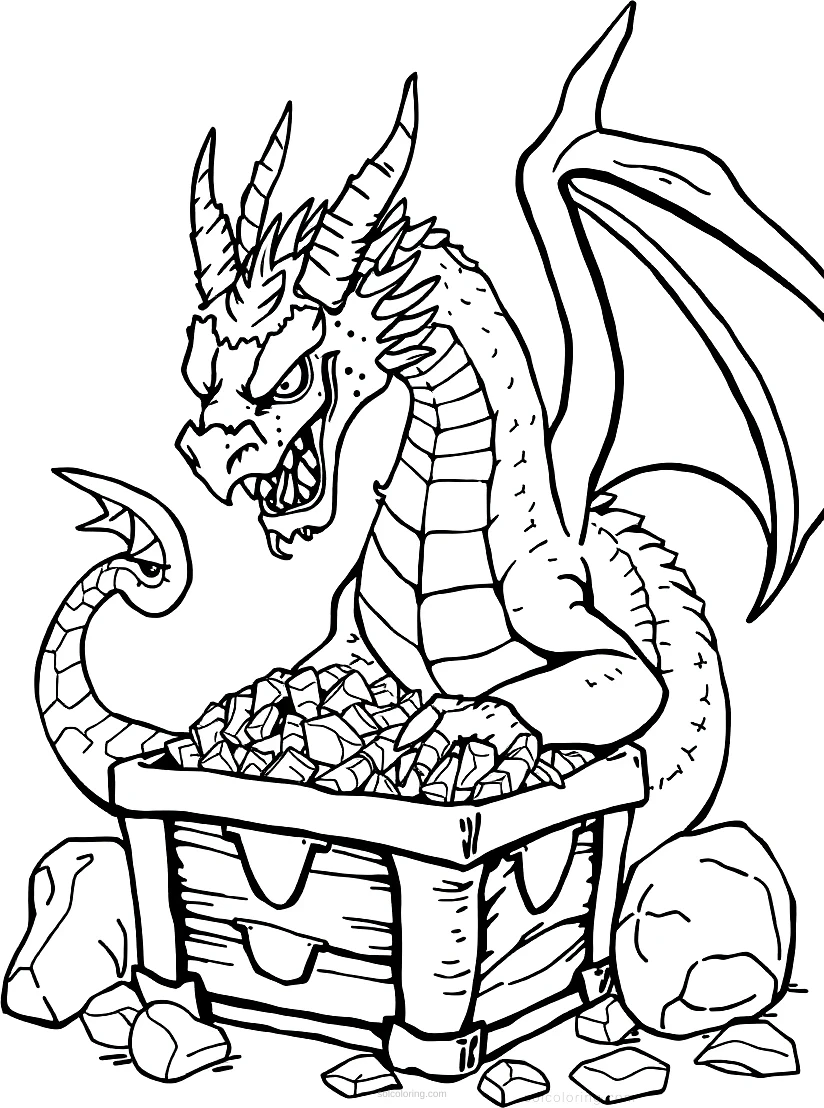 Dragon Treasure Hoard coloring pages