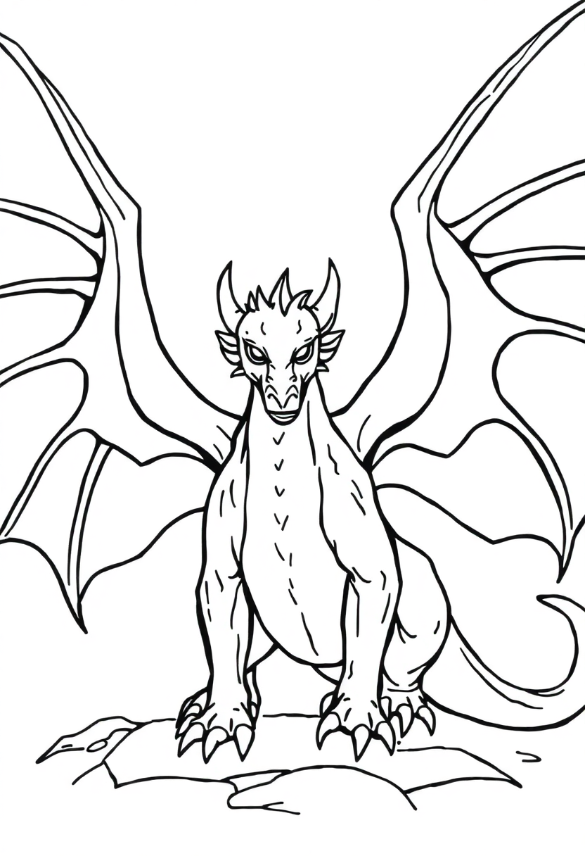 Dragon with Wings Spread coloring page, free printable