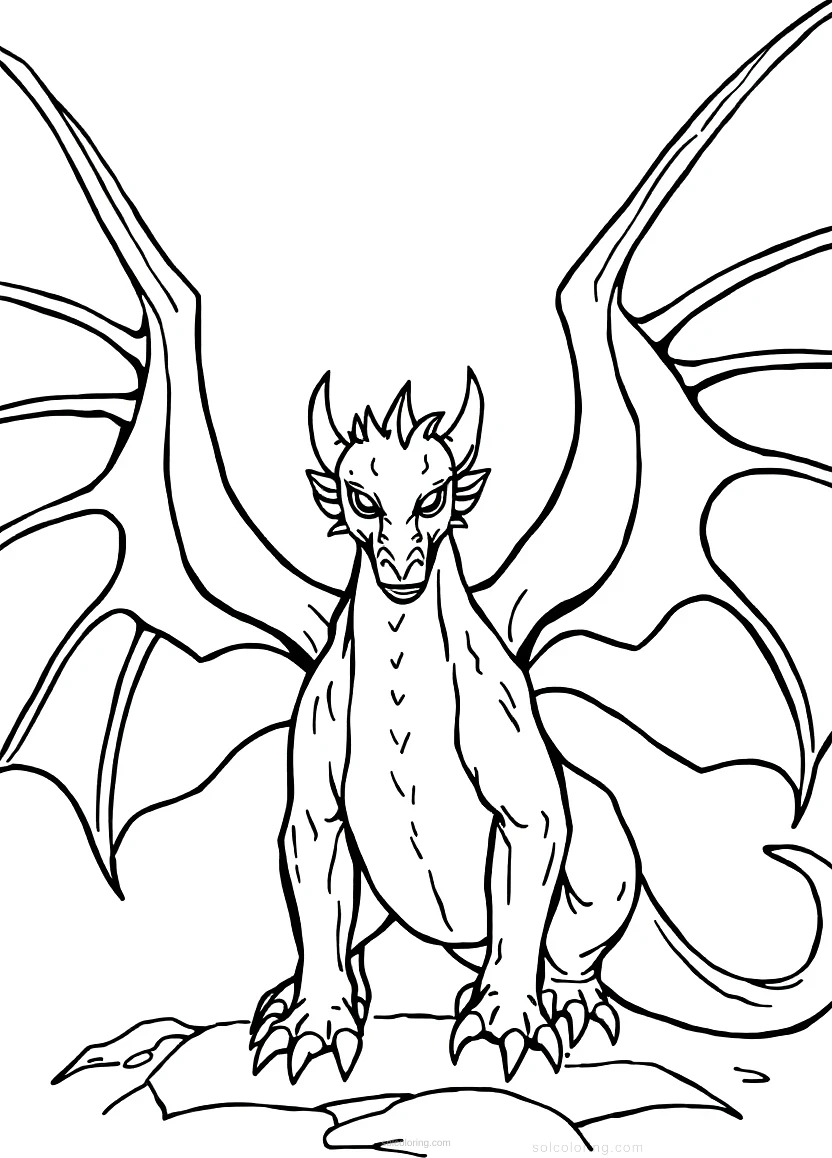 Dragon with Wings Spread coloring page for kids