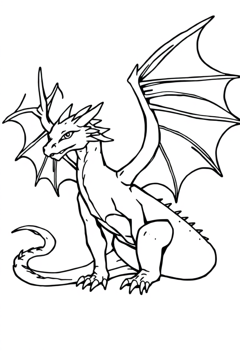 Dragon with Wings Spread coloring page, free printable
