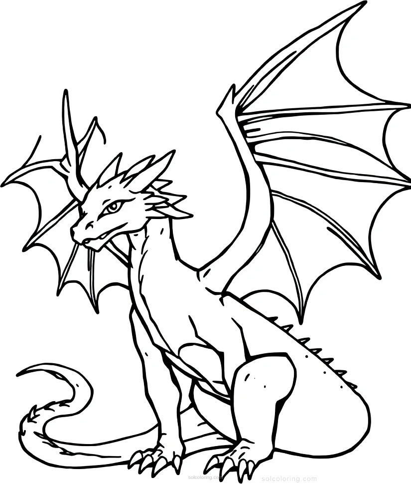 Dragon with Wings Spread coloring page for kids