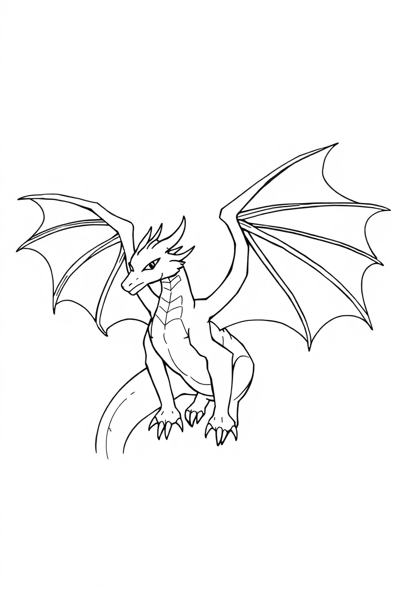 Dragon with Wings Spread coloring page, free printable