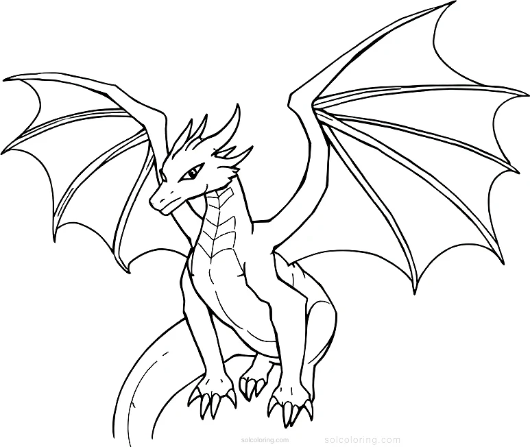 Dragon with Wings Spread coloring page for kids