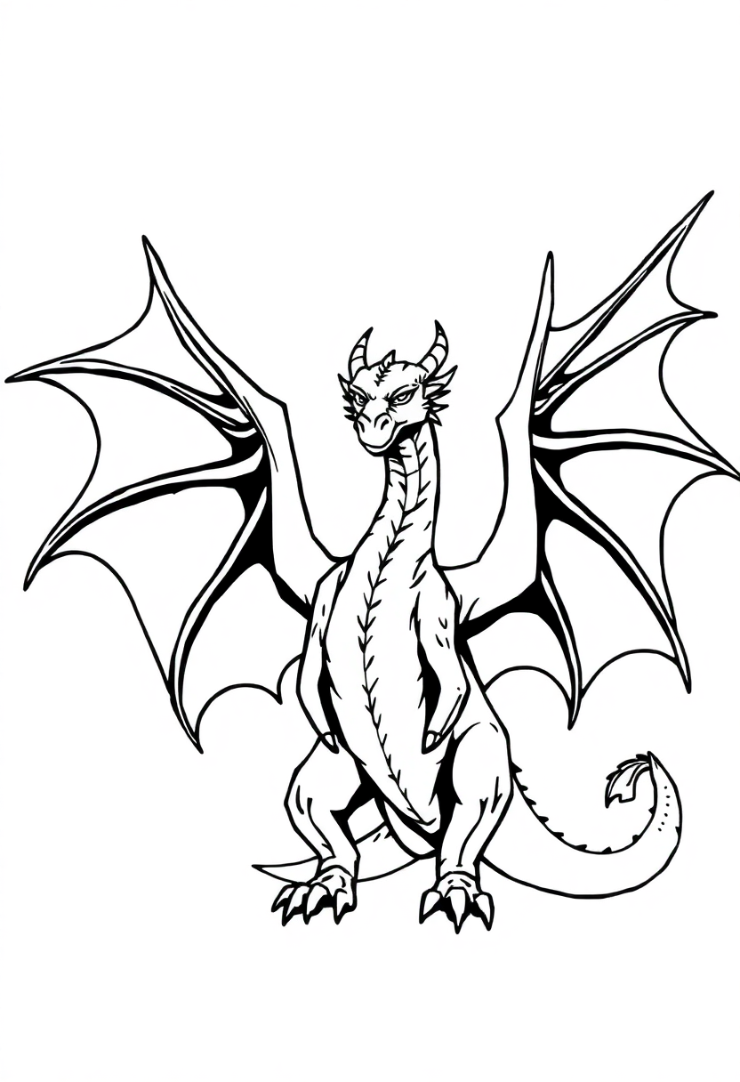 Dragon With Wings Spread coloring pages