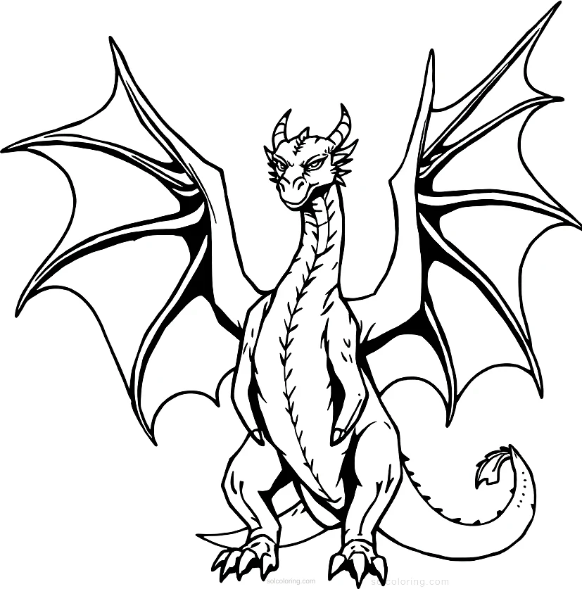 Dragon With Wings Spread coloring pages