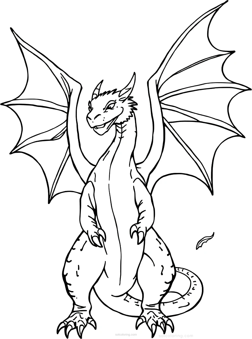 Dragon with Wings Spread coloring page for kids