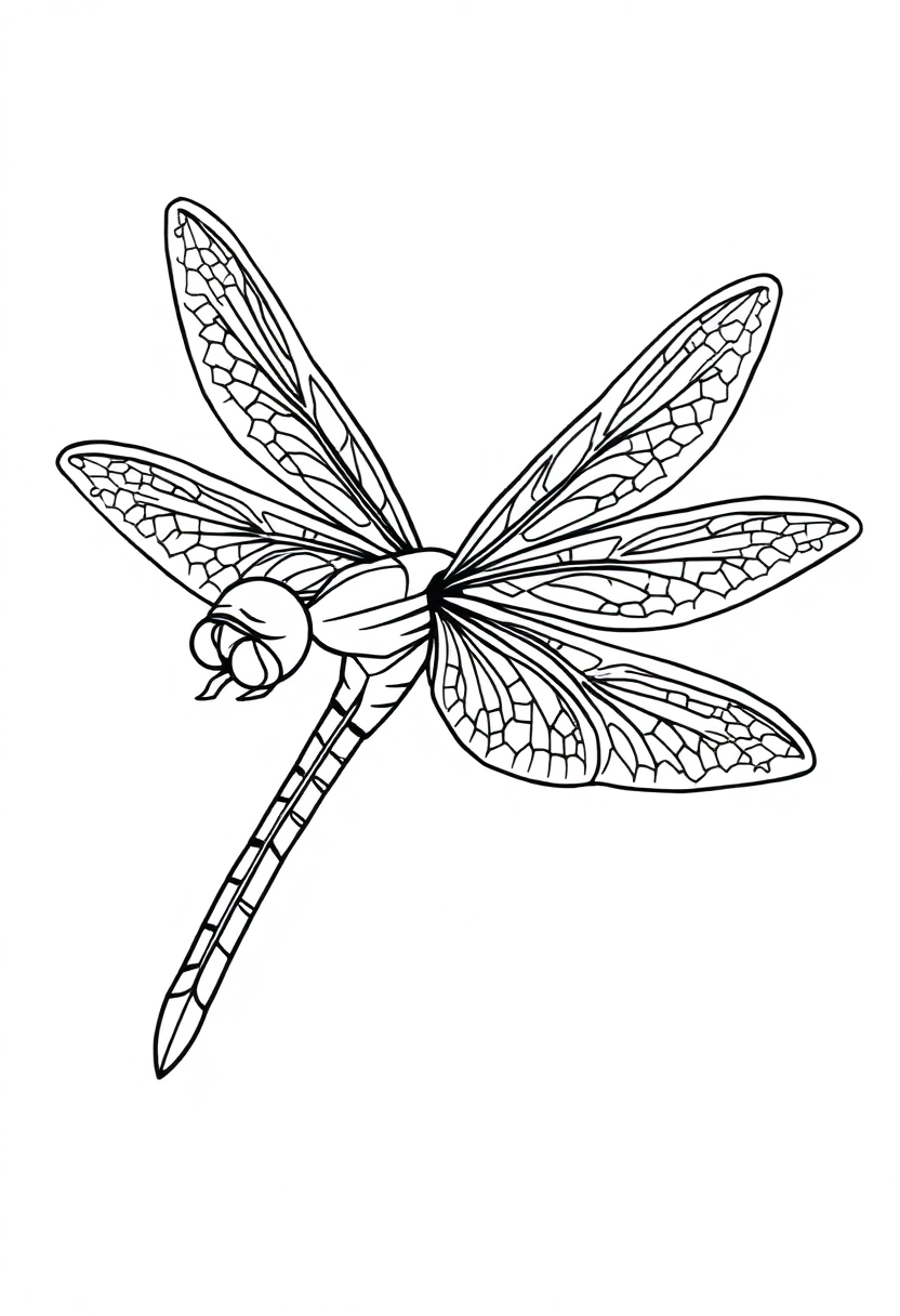 Dragonfly coloring page, free printable