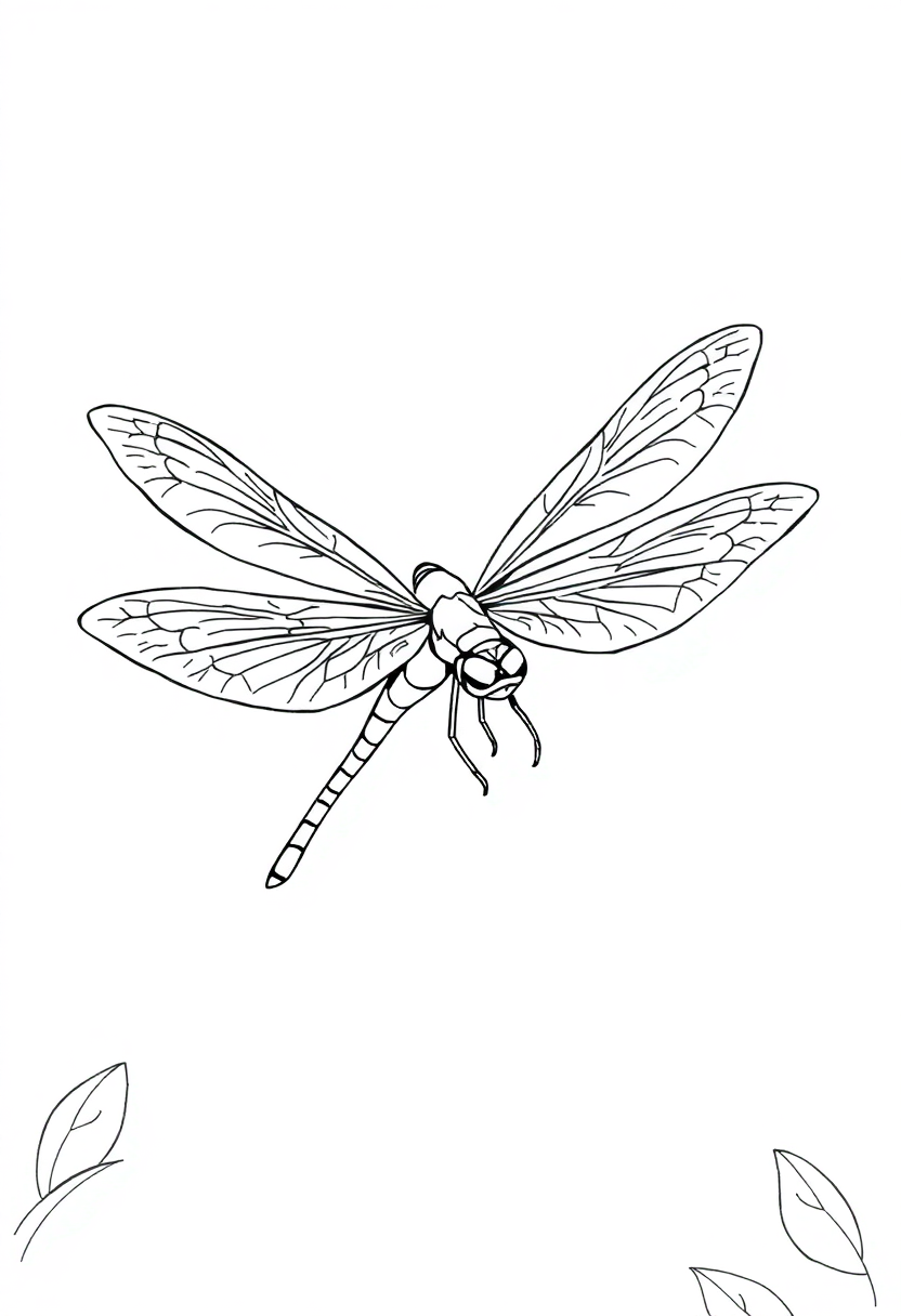 Dragonfly coloring page, free printable