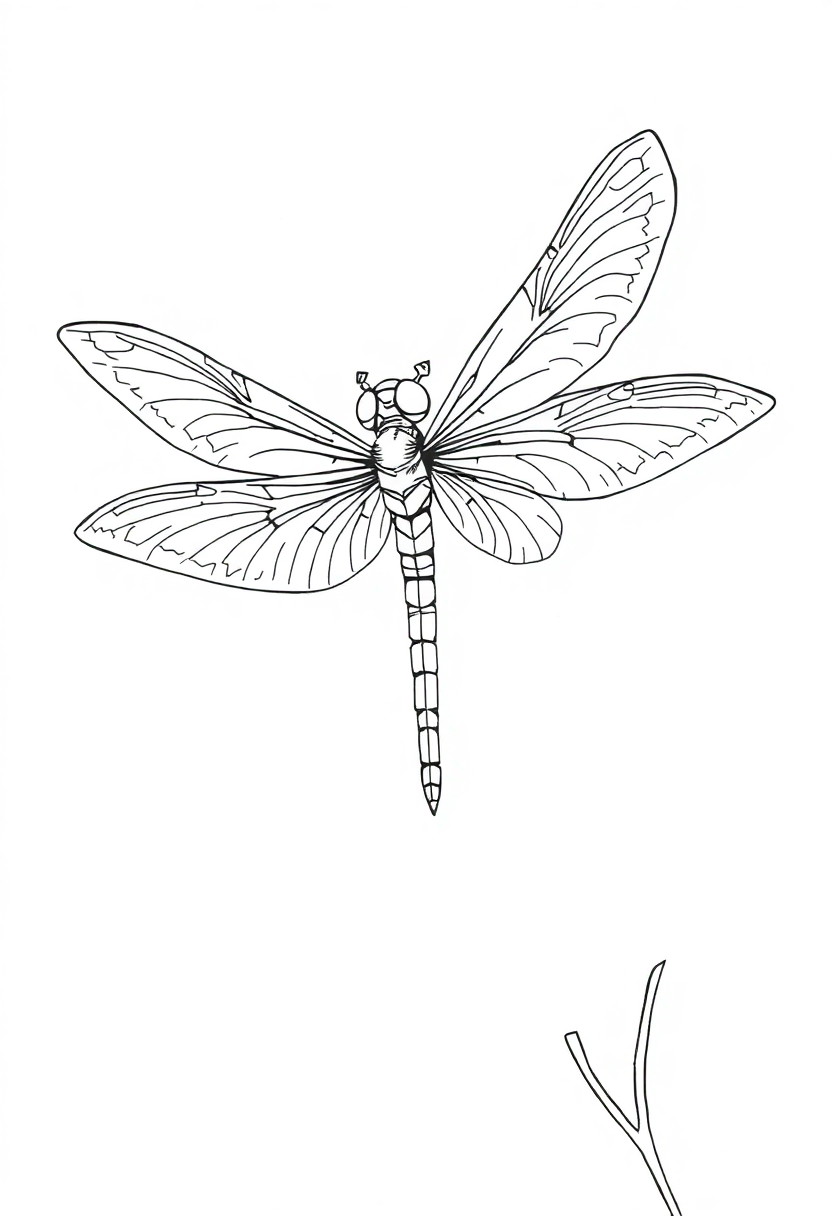 Dragonfly coloring page, free printable