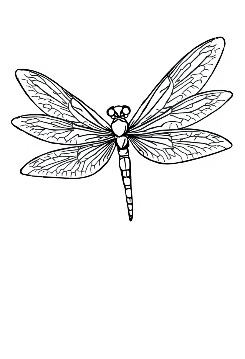 Dragonfly coloring page, free printable