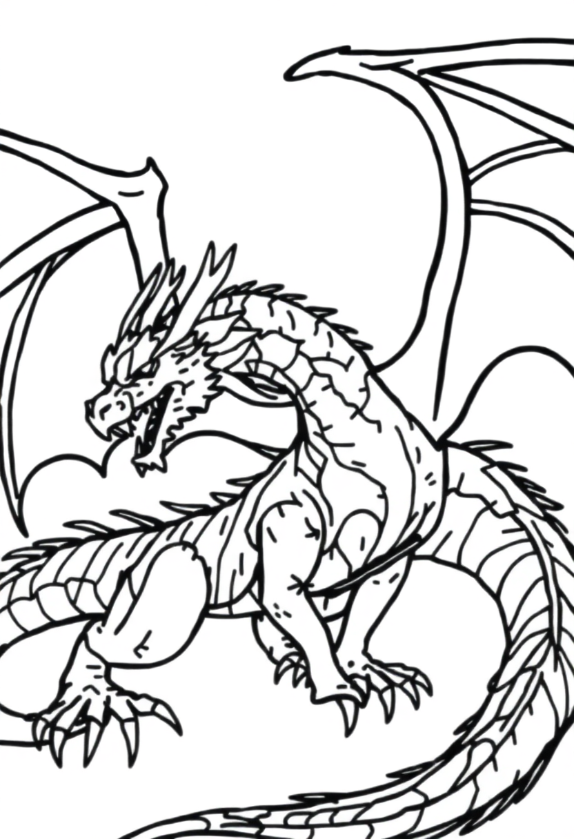 Dragons coloring page for kids