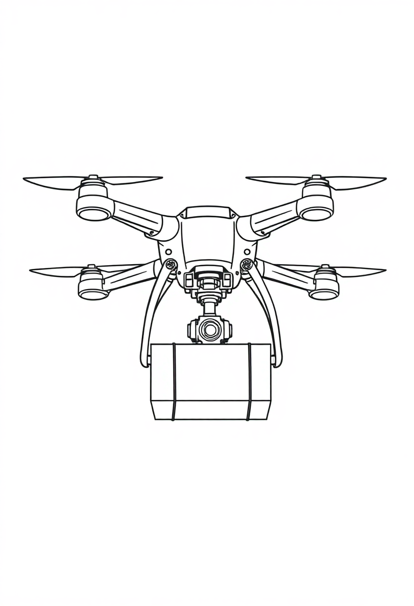 Drone Delivery System coloring page, free printable