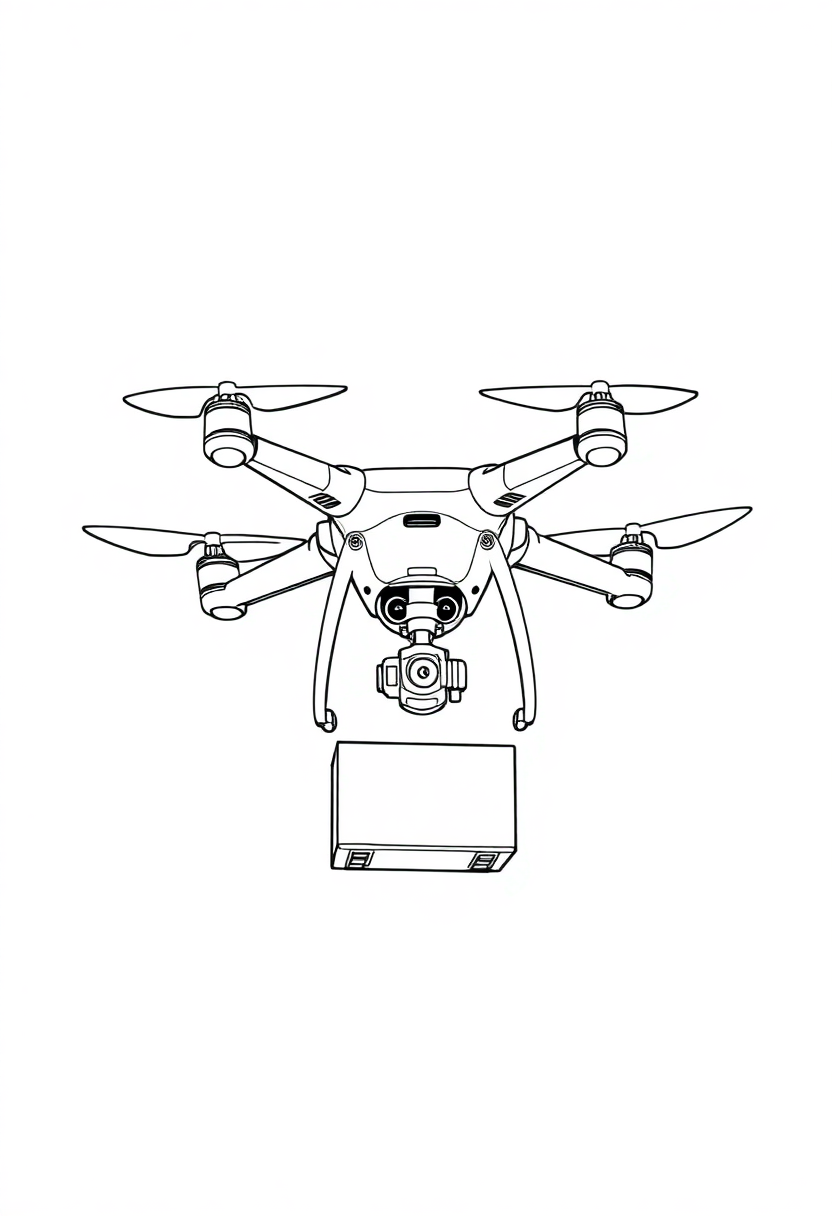 Drone Delivery System coloring page, free printable