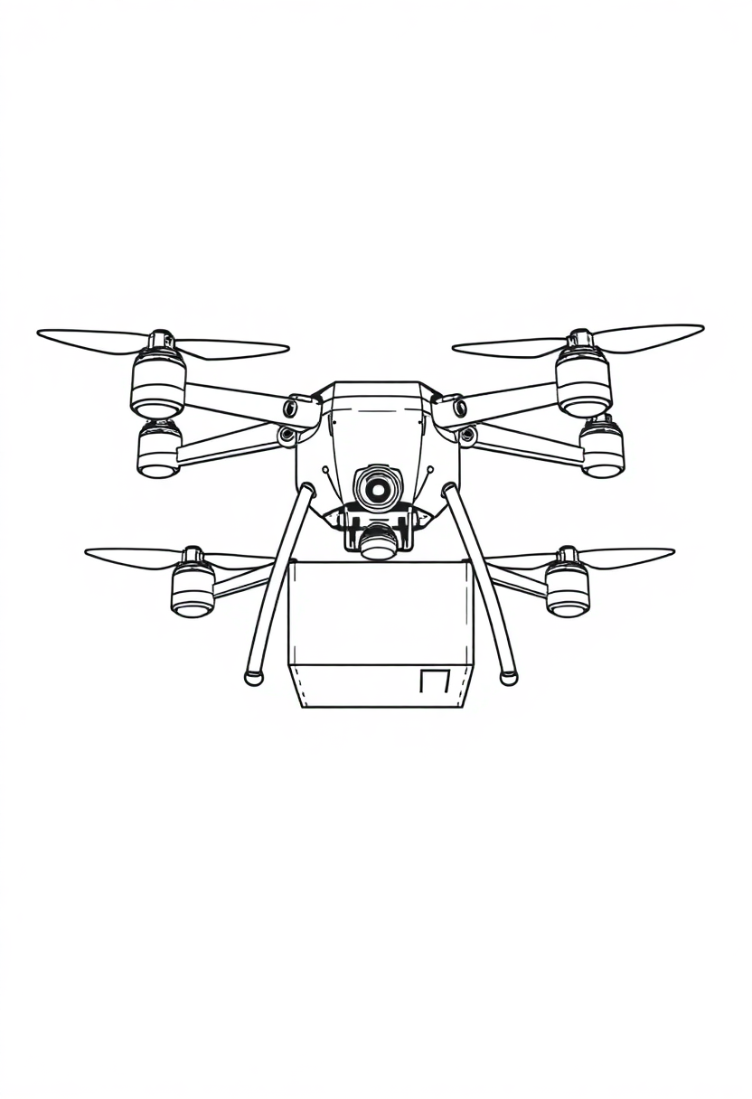 Drone Delivery System coloring page, free printable