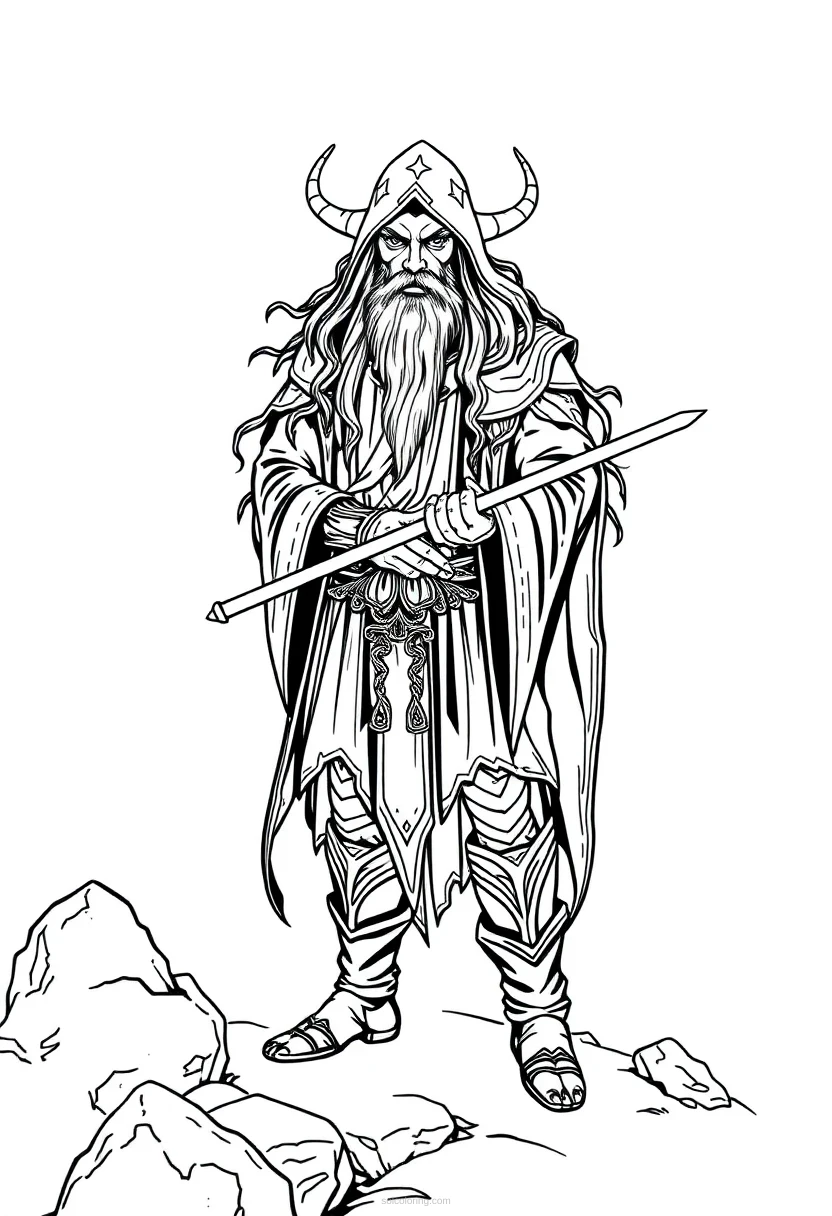 Druid coloring page for kids